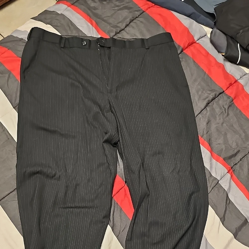 George Men's Black Striped Dress Pants